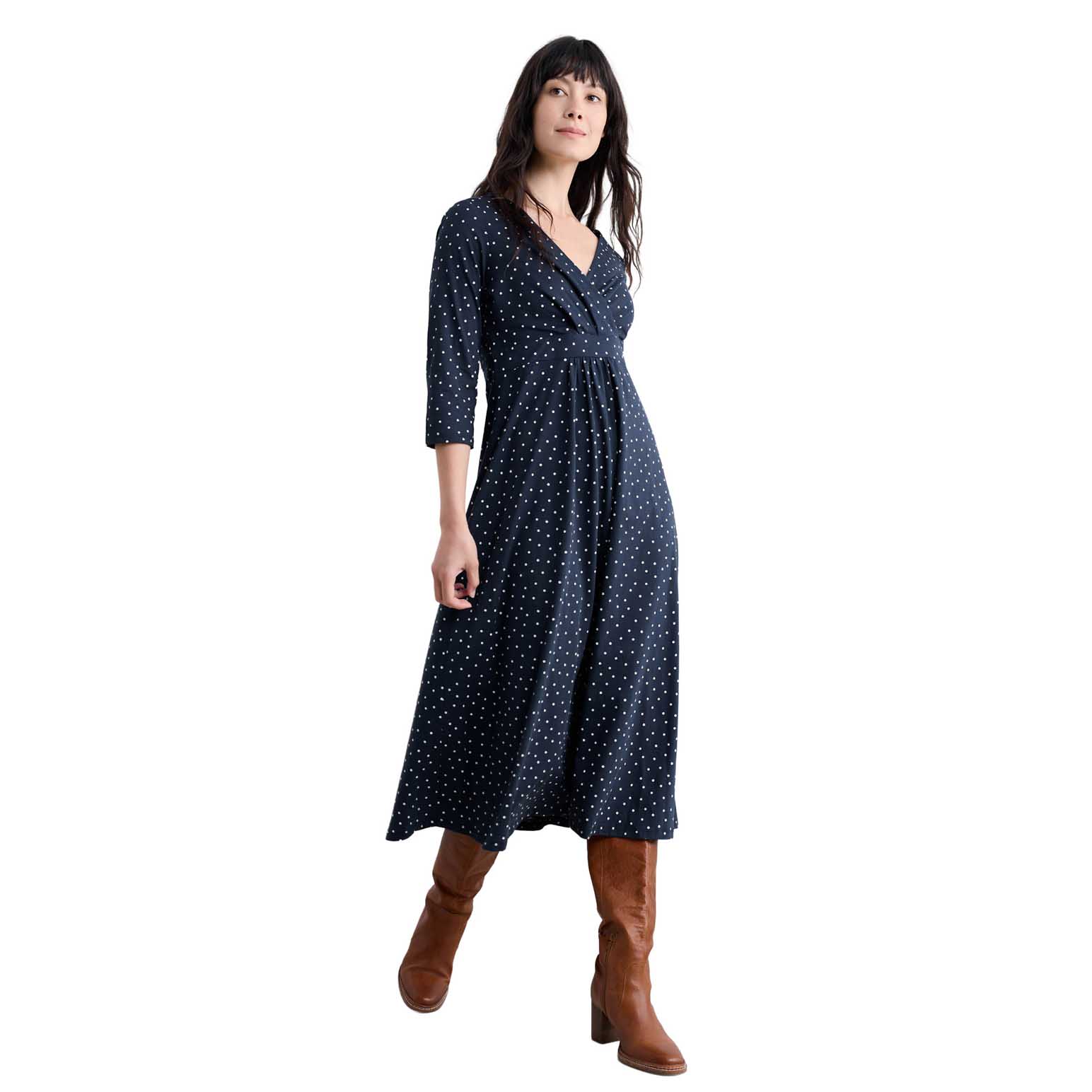 Seasalt Cornwall 3/4 Chapelle Dress Rustic Spot Maritime